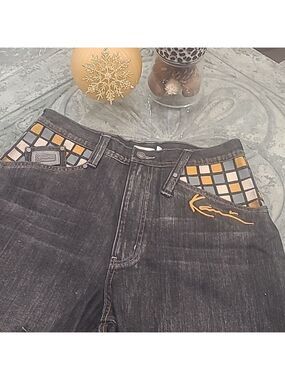 KARL KANI MEN'S VINTAGE 90' RETRO BAGGY WIDE LEG JEANS 32 34